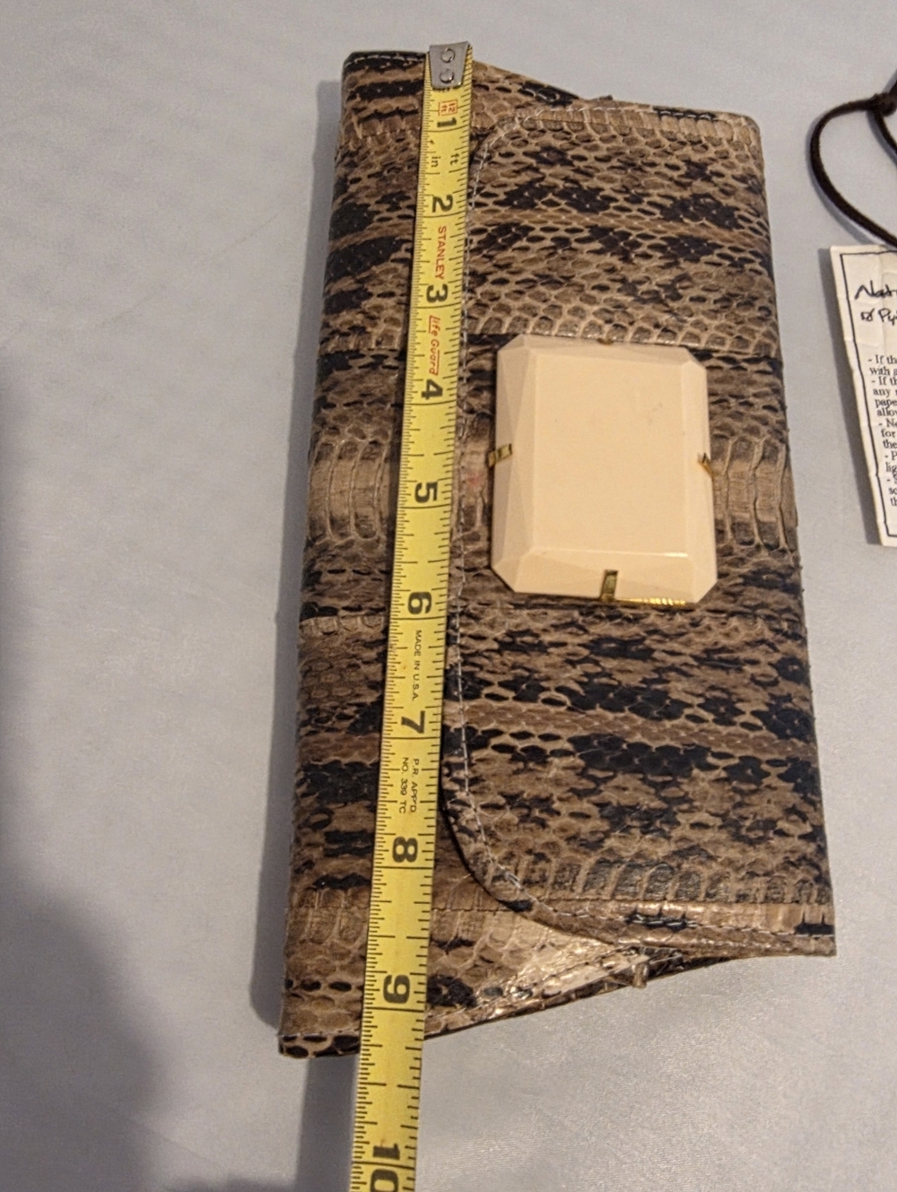 Natural Python Snakeskin Clutch, Vinyage - Picture 5 of 12